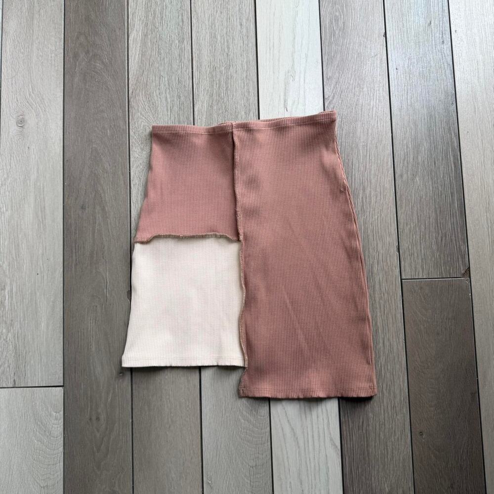a.wardrobe Colorblock Ribbed Asymmetrical Midi Skirt Size Medium NWT